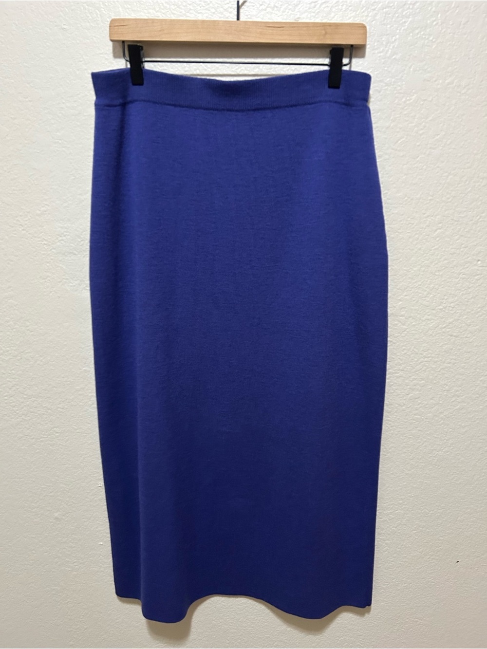 Eileen Fisher Wool Pencil Skirt Purple Elastic Waist Size Large Minimalist